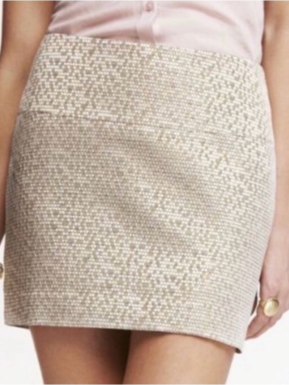Express Metallic Gold Jacquard Mini Skirt